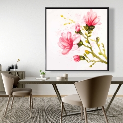 Framed 48 x 48 - Watercolor magnolia flowers