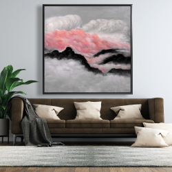 Framed 48 x 48 - Gray and pink clouds