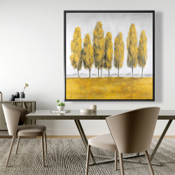Framed 48 x 48 - Abstract yellow trees