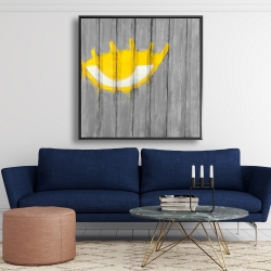 Framed 48 x 48 - Yellow eye graffiti on a container