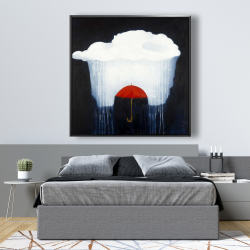 Encadré 48 x 48 - Parapluie sous une forte pluie