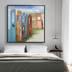 Framed 48 x 48 - Old gas pumps