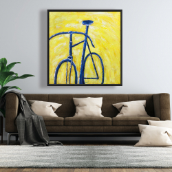 Encadré 48 x 48 - Bicyclette bleue sur fond jaune