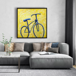 Framed 48 x 48 - Blue bike abstract
