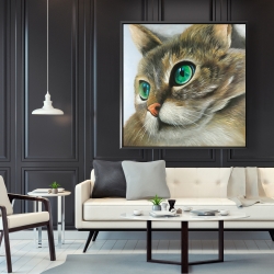 Framed 48 x 48 - Peaceful cat portrait