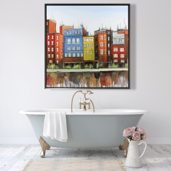 Framed 48 x 48 - Boston colorful buildings
