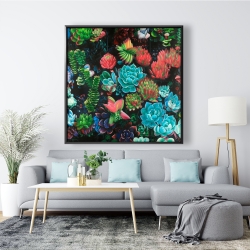 Framed 48 x 48 - Set of colorful succulents