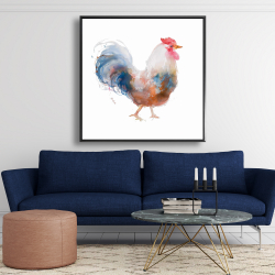 Encadré 48 x 48 - Coq à l'aquarelle