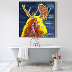 Framed 48 x 48 - Colorful moose