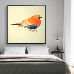 Framed 48 x 48 - Little orange bird illustration
