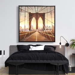 Framed 48 x 48 - Sunset on the brooklyn bridge