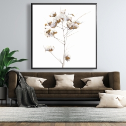 Framed 48 x 48 - Cotton flowers branch