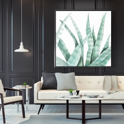 Framed 48 x 48 - Watercolor striped desert plant