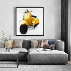 Framed 48 x 48 - Yellow italian scooter