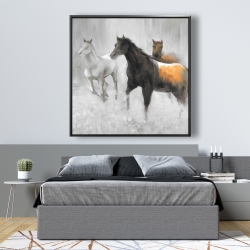 Framed 48 x 48 - Abstract herd of horses