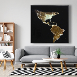Framed 48 x 48 - American continent at night