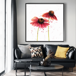 Framed 48 x 48 - Two pink daisies