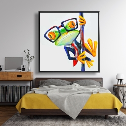 Framed 48 x 48 - Funny frog with glasses