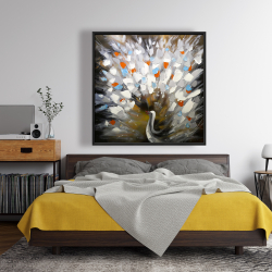 Framed 48 x 48 - Abstract color spotted peacock