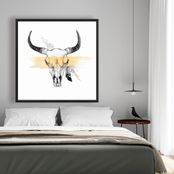 Framed 48 x 48 - Cow skull with feather