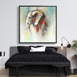 Framed 48 x 48 - Abstract paint splash elephant
