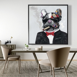 Framed 48 x 48 - Smoking gangster bulldog