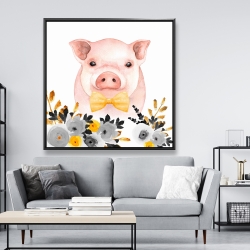 Framed 48 x 48 - Chic pig