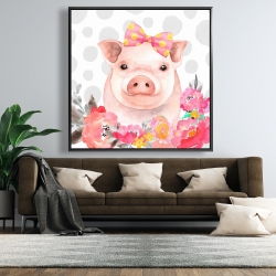 Framed 48 x 48 - Pretty pig