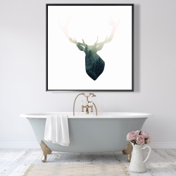 Framed 48 x 48 - Deer head with green landscape shape