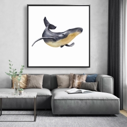 Encadré 48 x 48 - Baleine bleue aquarelle