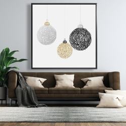 Framed 48 x 48 - Three christmas balls
