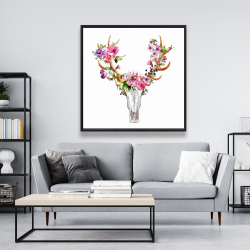 Encadré 48 x 48 - Crâne de cerf avec fleurs