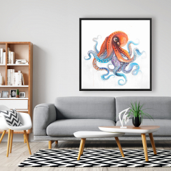 Framed 48 x 48 - Funny colorful octopus