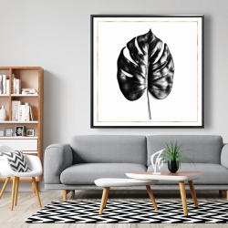 Framed 48 x 48 - Split leaf philodendron with rose line