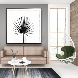 Framed 48 x 48 - Cabbage palm leaf with rose lines