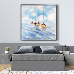 Framed 48 x 48 - Sailboats in the sea