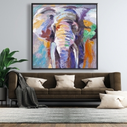 Framed 48 x 48 - Elephant in pastel color
