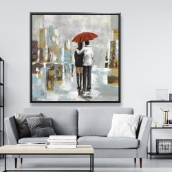 Framed 48 x 48 - Couple walking under their umbrella