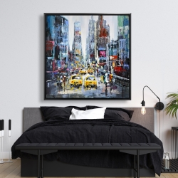 Framed 48 x 48 - Urban scene with yellow taxis