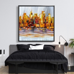 Framed 48 x 48 - Orange buildings