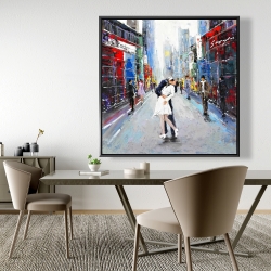 Framed 48 x 48 - Kiss of times square