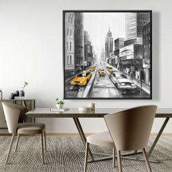Framed 48 x 48 - Yellow taxis in new york