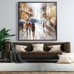 Framed 48 x 48 - Abstract passersby in the city