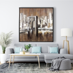 Framed 48 x 48 - Aged finish brooklyn bridge