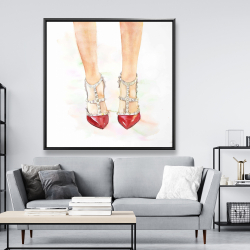 Framed 48 x 48 - Red studded high heels