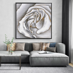 Framed 48 x 48 - White rose delicate