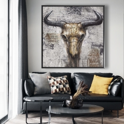 Framed 48 x 48 - Bull skull with typography