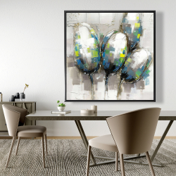 Encadré 48 x 48 - Tulipes bleues abstraites