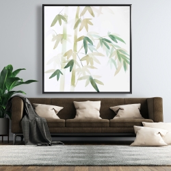 Framed 48 x 48 - Watercolor bamboo leaves and branches
