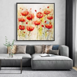 Encadré 48 x 48 - Jardin de fleurs rouge